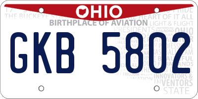 OH license plate GKB5802