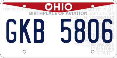 OH license plate GKB5806