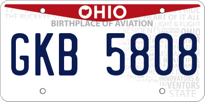 OH license plate GKB5808