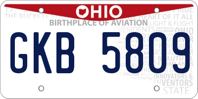 OH license plate GKB5809