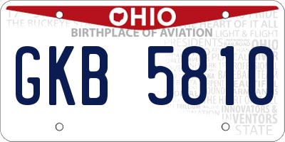 OH license plate GKB5810