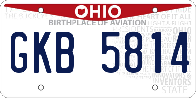OH license plate GKB5814