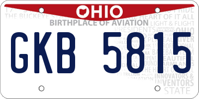 OH license plate GKB5815
