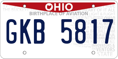 OH license plate GKB5817