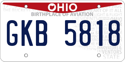 OH license plate GKB5818