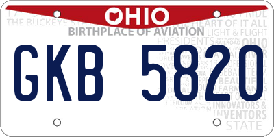 OH license plate GKB5820