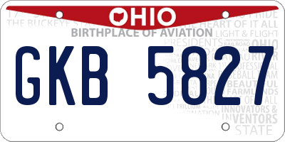 OH license plate GKB5827