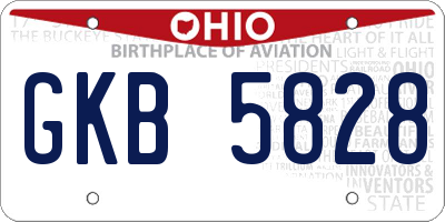 OH license plate GKB5828