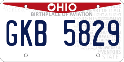OH license plate GKB5829