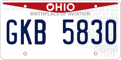 OH license plate GKB5830