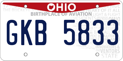 OH license plate GKB5833