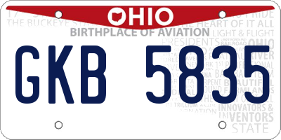 OH license plate GKB5835