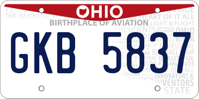 OH license plate GKB5837