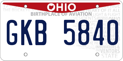OH license plate GKB5840
