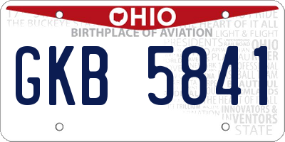 OH license plate GKB5841