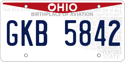 OH license plate GKB5842