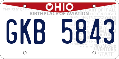 OH license plate GKB5843