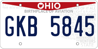 OH license plate GKB5845