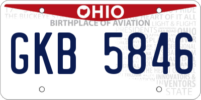 OH license plate GKB5846