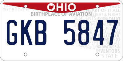 OH license plate GKB5847