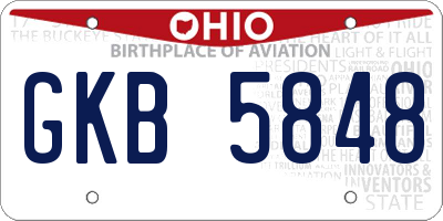 OH license plate GKB5848
