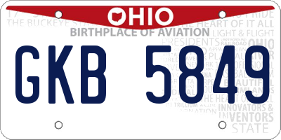 OH license plate GKB5849