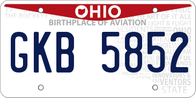 OH license plate GKB5852