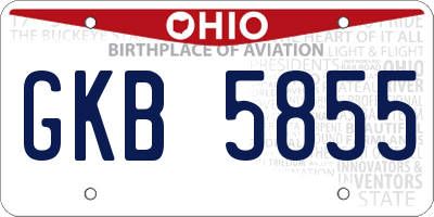 OH license plate GKB5855