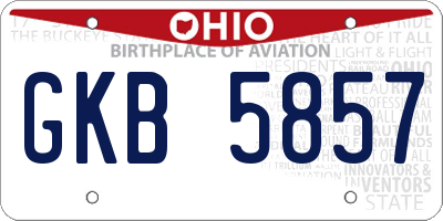 OH license plate GKB5857