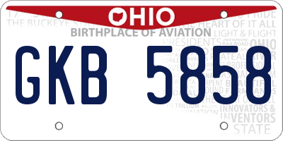 OH license plate GKB5858