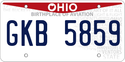 OH license plate GKB5859