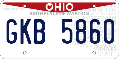 OH license plate GKB5860