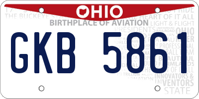 OH license plate GKB5861