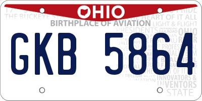 OH license plate GKB5864