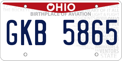 OH license plate GKB5865