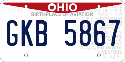 OH license plate GKB5867