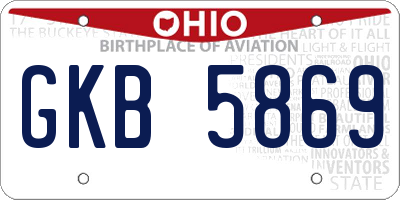 OH license plate GKB5869