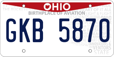 OH license plate GKB5870