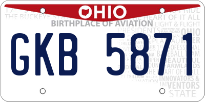 OH license plate GKB5871
