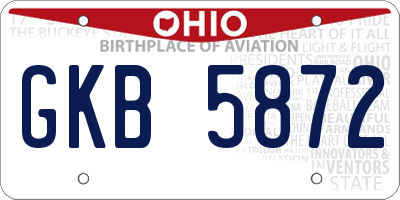 OH license plate GKB5872