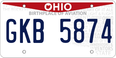 OH license plate GKB5874