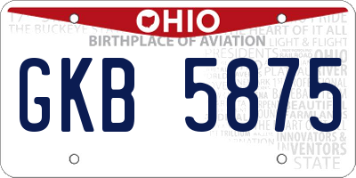 OH license plate GKB5875