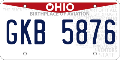 OH license plate GKB5876
