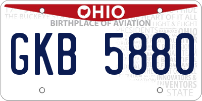 OH license plate GKB5880