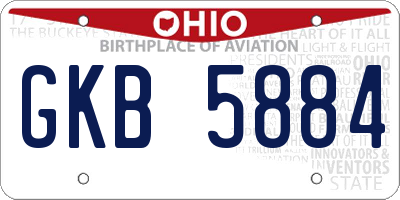 OH license plate GKB5884