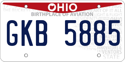 OH license plate GKB5885