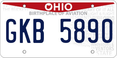 OH license plate GKB5890