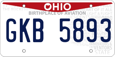 OH license plate GKB5893