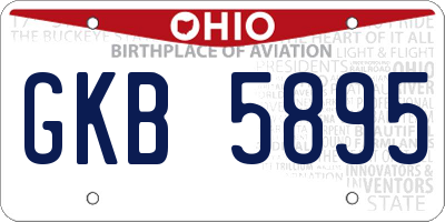 OH license plate GKB5895