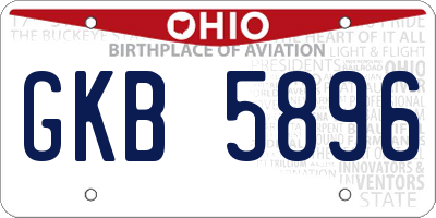 OH license plate GKB5896
